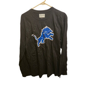 Fanatics T Shirt Mens L Detroit Lions Long Sleeve Black NFL Fan Gear Logo Tee